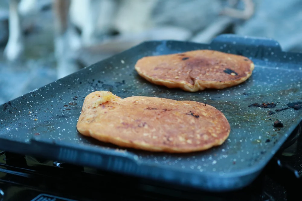 Breakfast cooking outdoors